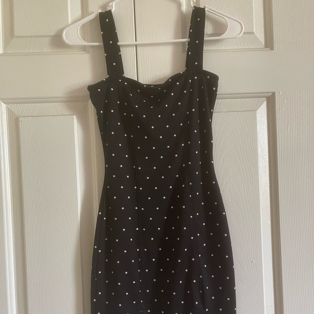 X-Small black, polka dot, tight dress